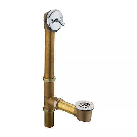 Everflow Highcraft 1-1/2in Brass Standing Bath Waste & Overflow Combination Male & Female, 19in Brass Tube T5112A